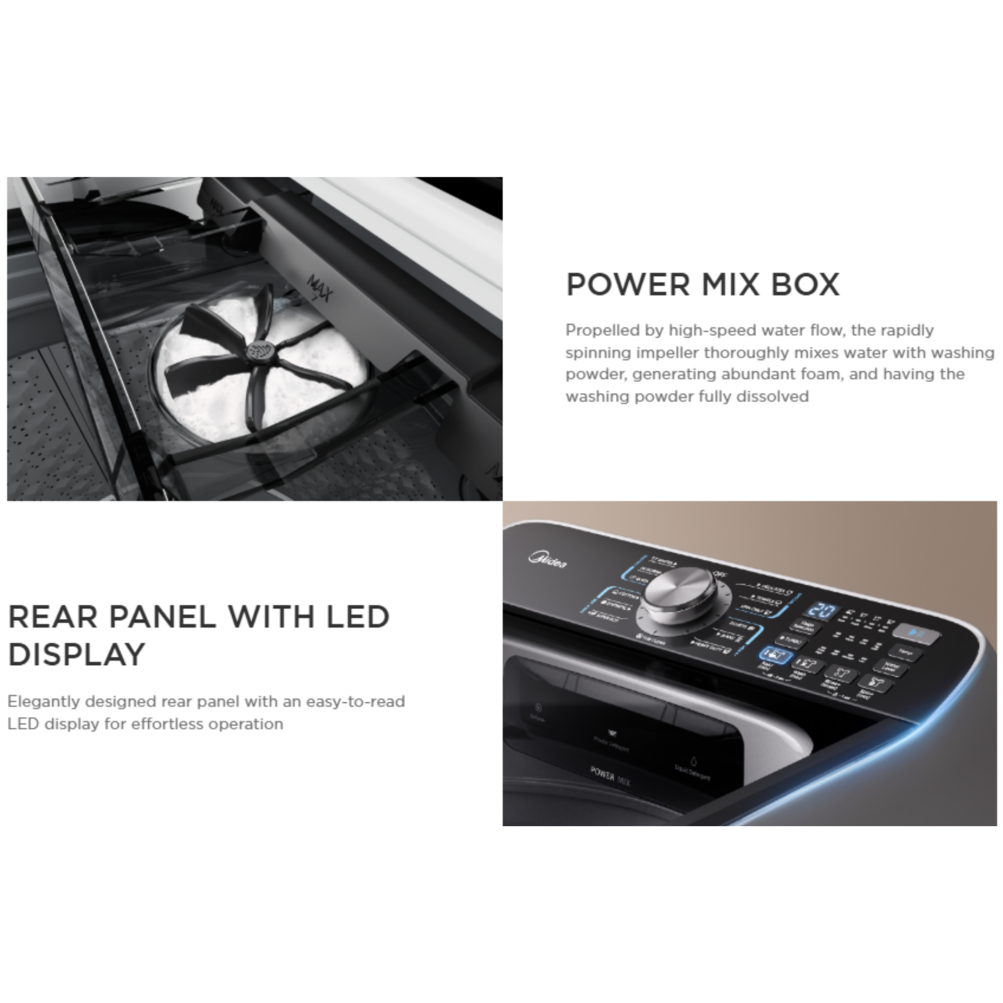 Midea 13kg Lunar Series Top Load Washing Machine with Inverter Quattro (MA512W130DT)