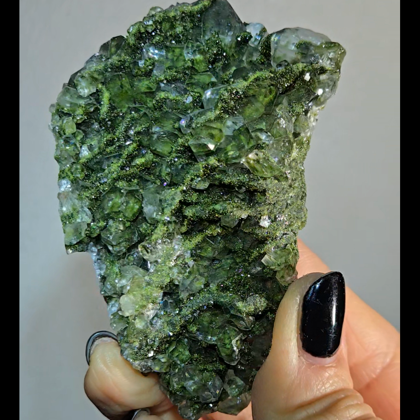 Epidote specimen with rainbow DT quartz - ED3