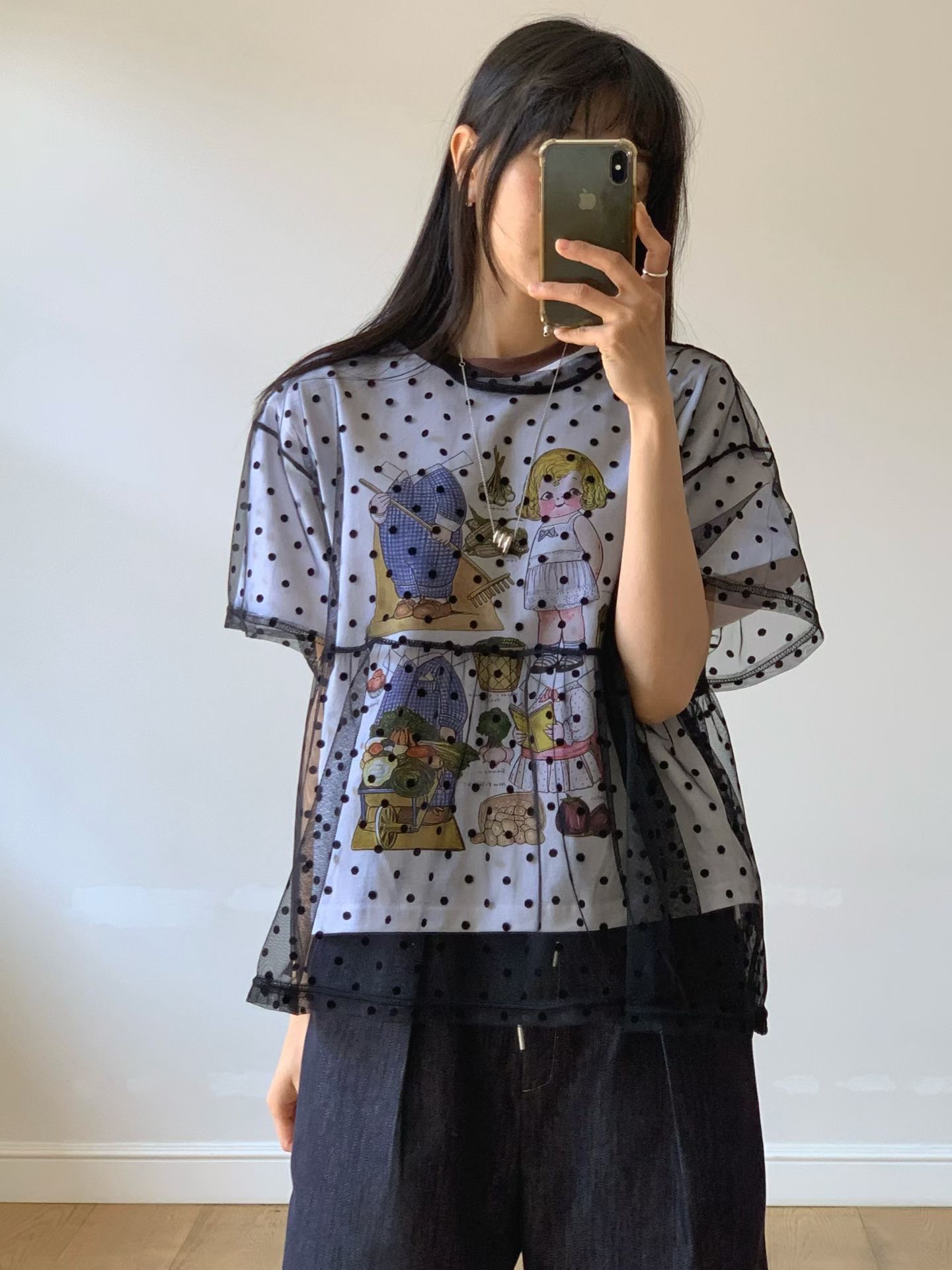 221366 波點紗Tee