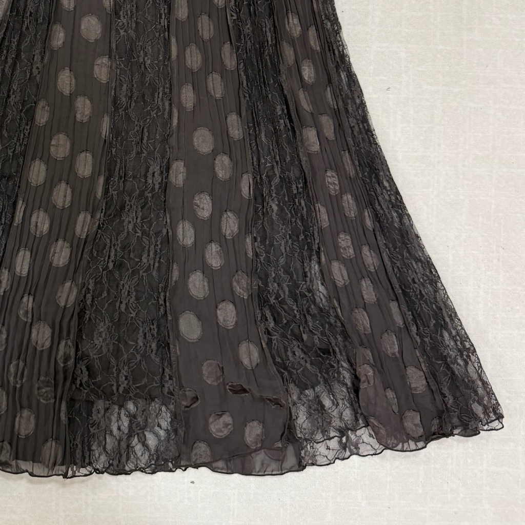 Pleated Midi Skirt with Transparent Dots