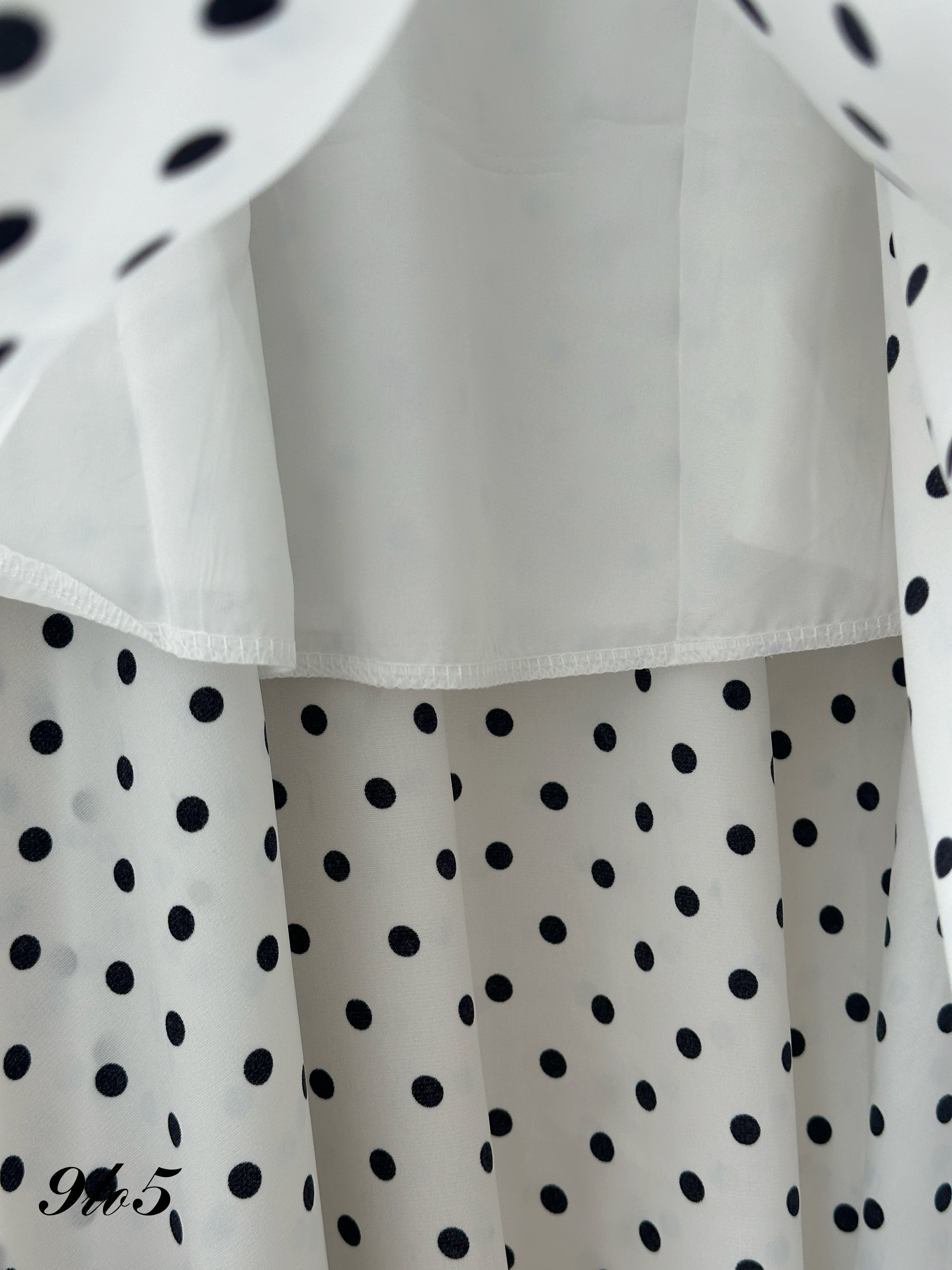 S1877 Polka Dot A Line Skirt - Cream & White