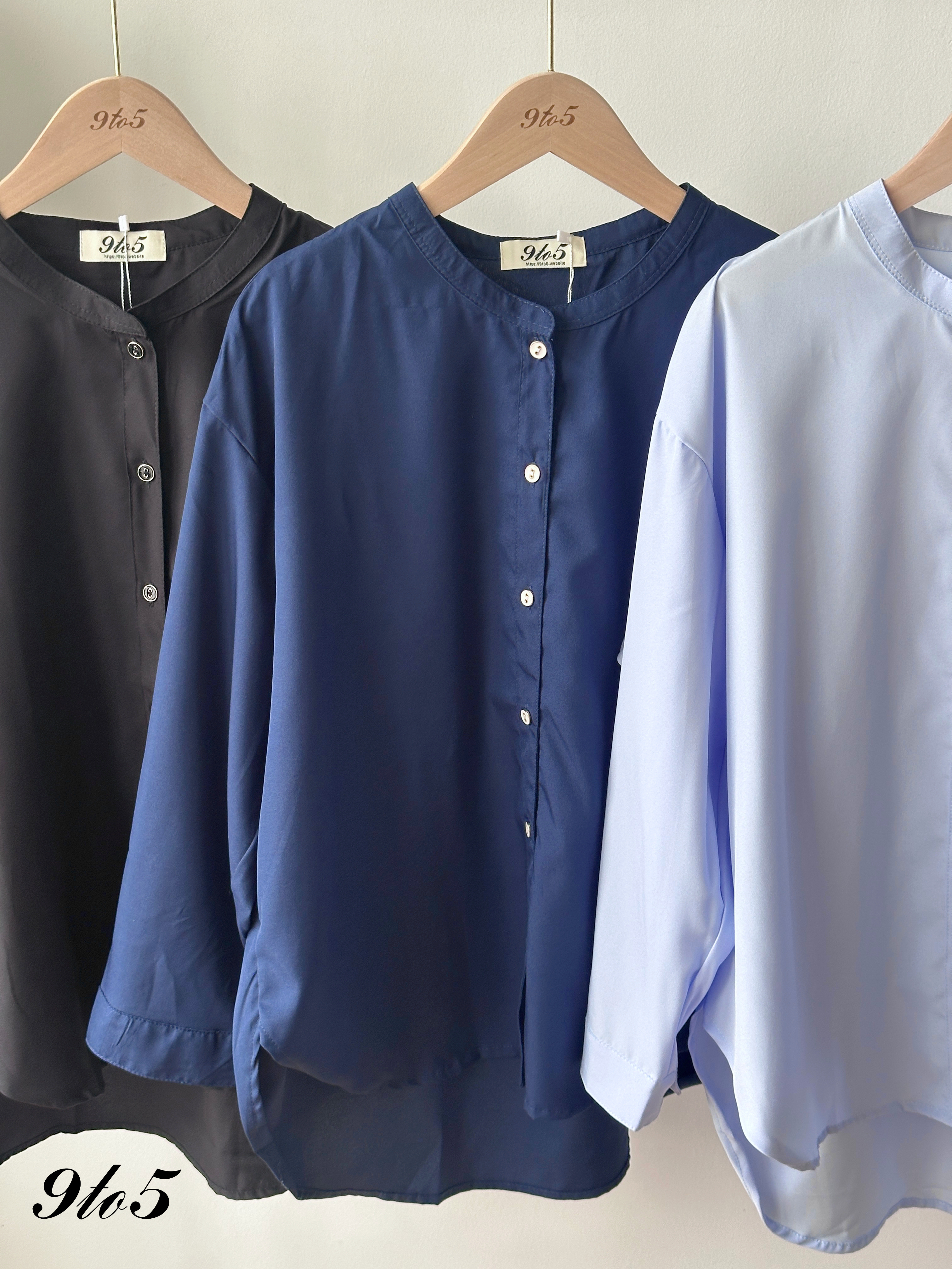 T4423 Long Sleeve Stand Collar Shirt - 3 Colors 