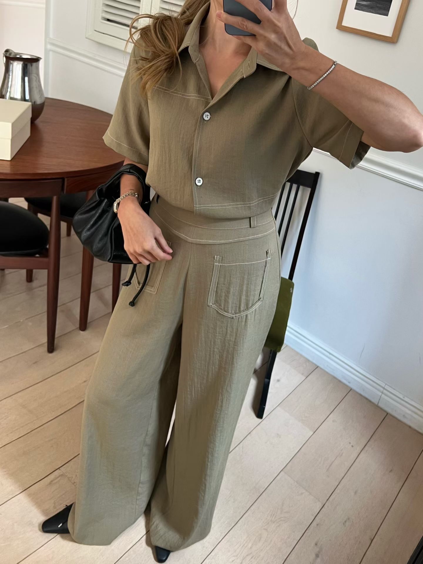 B4 撞色明線拼接襯衫