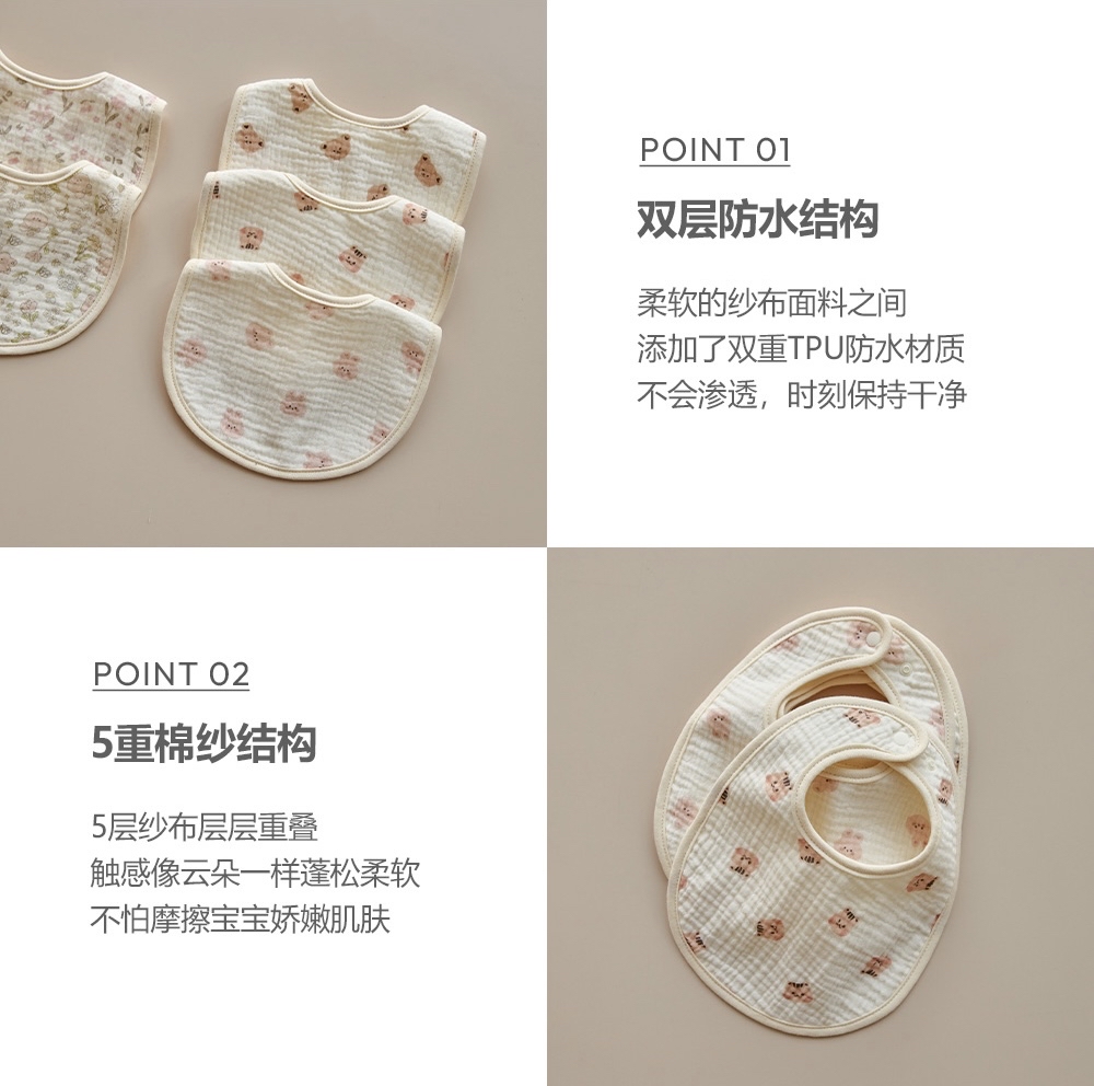 (福利款🎉)26S/S DTD有機棉10種圖案系列-TPU防水層棉紗圍嘴