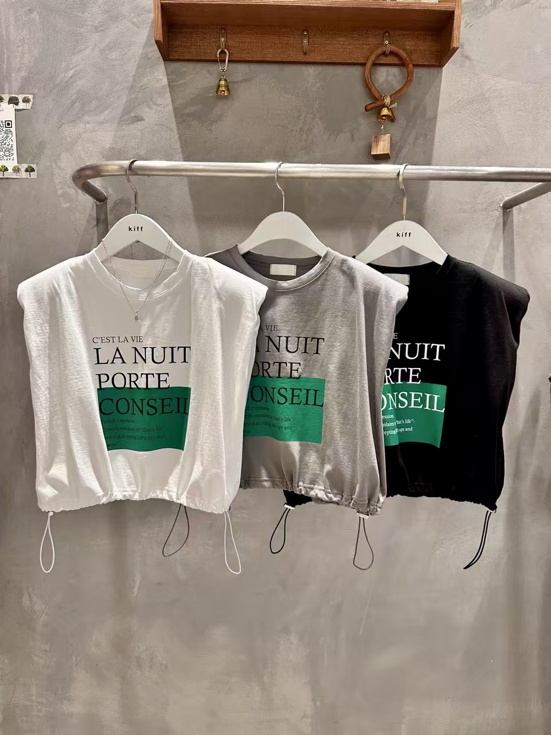 🇰🇷K5582 cotton印綠方格索腳top