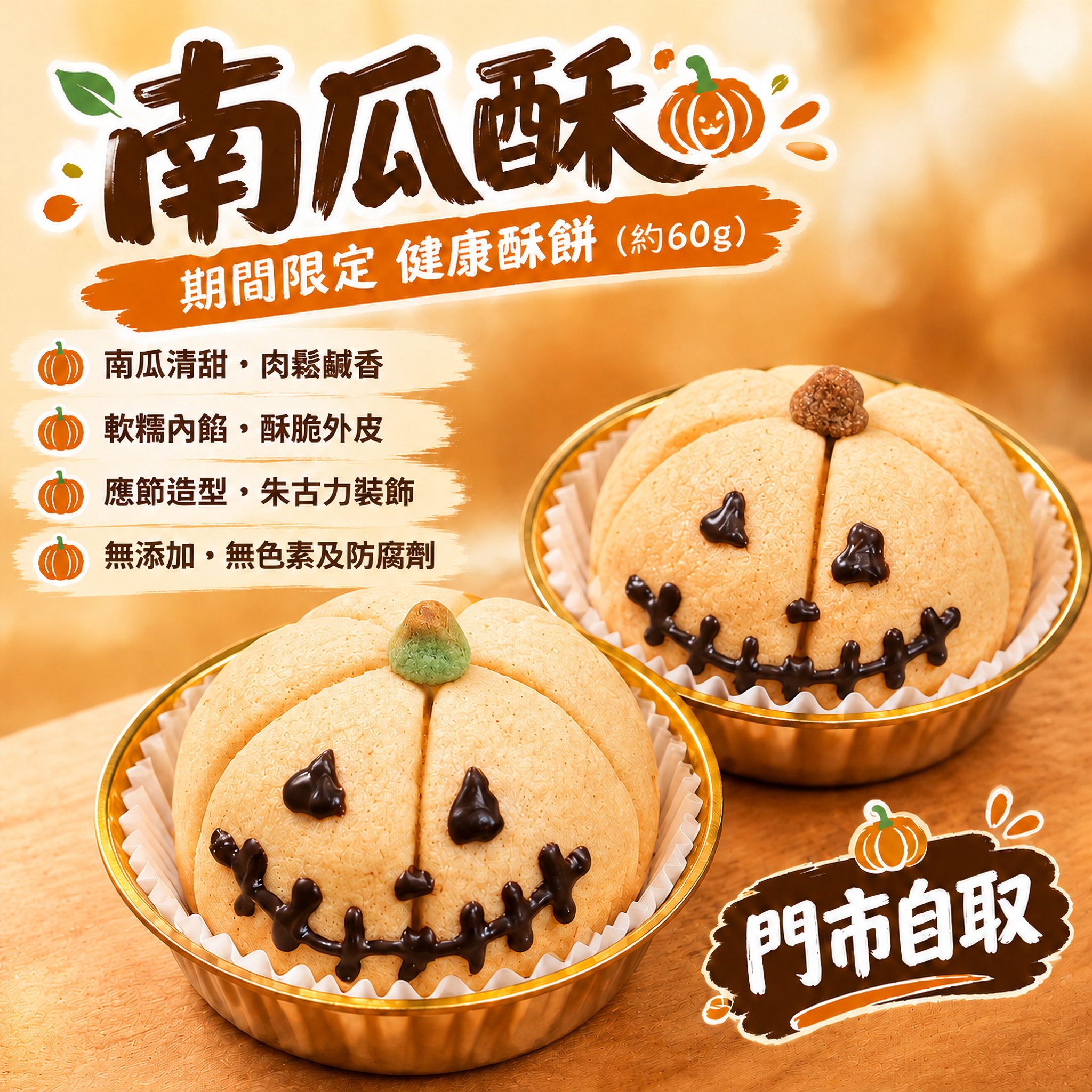 [門市自取] 阿嫲 | 南瓜酥 期間限定 健康酥餅 (約60g)
