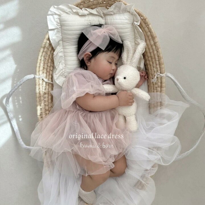 🇯🇵預訂 日本直送🇯🇵Kawaii&born 兩色薄紗短袖包屁裙髮帶套裝