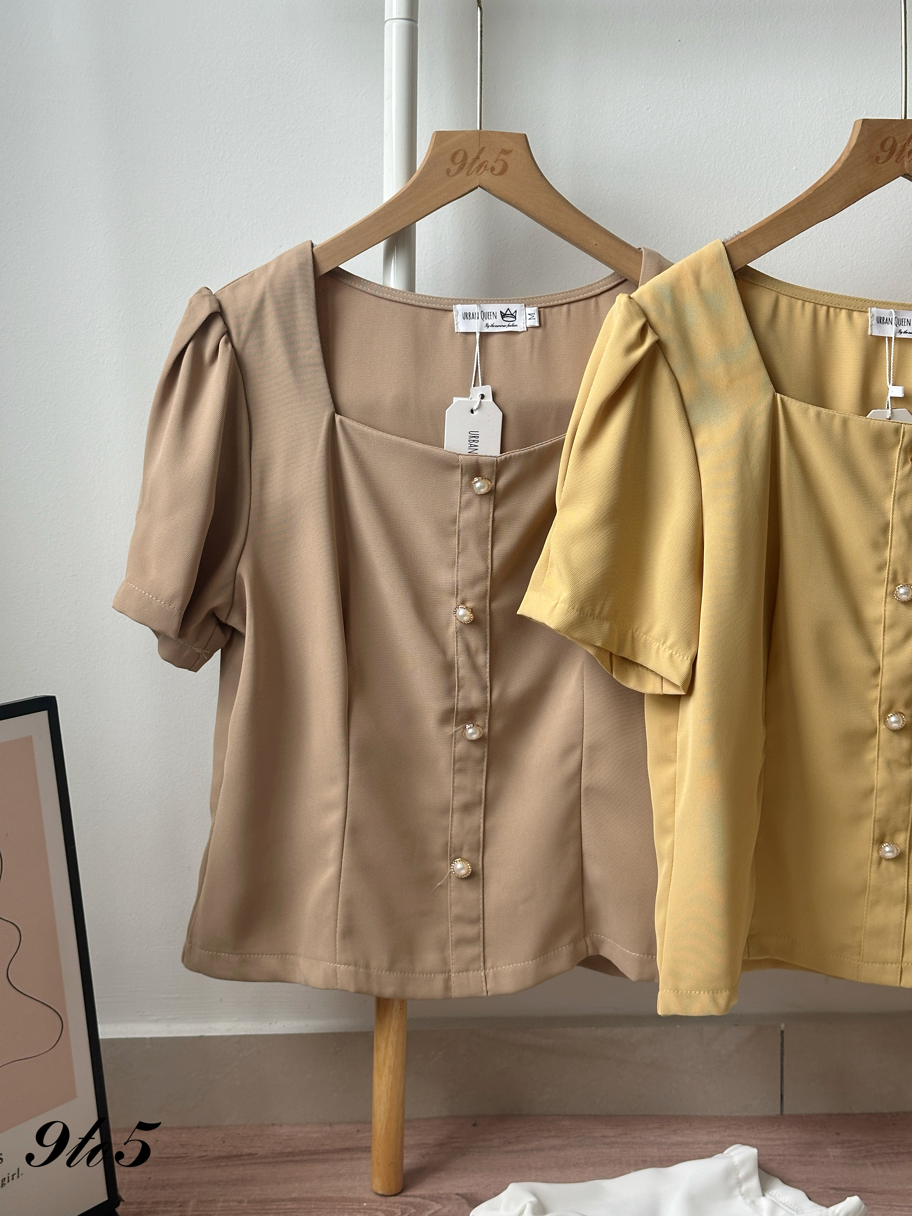 T4361 Puff Sleeve Square Neck Top - 4 Colors 