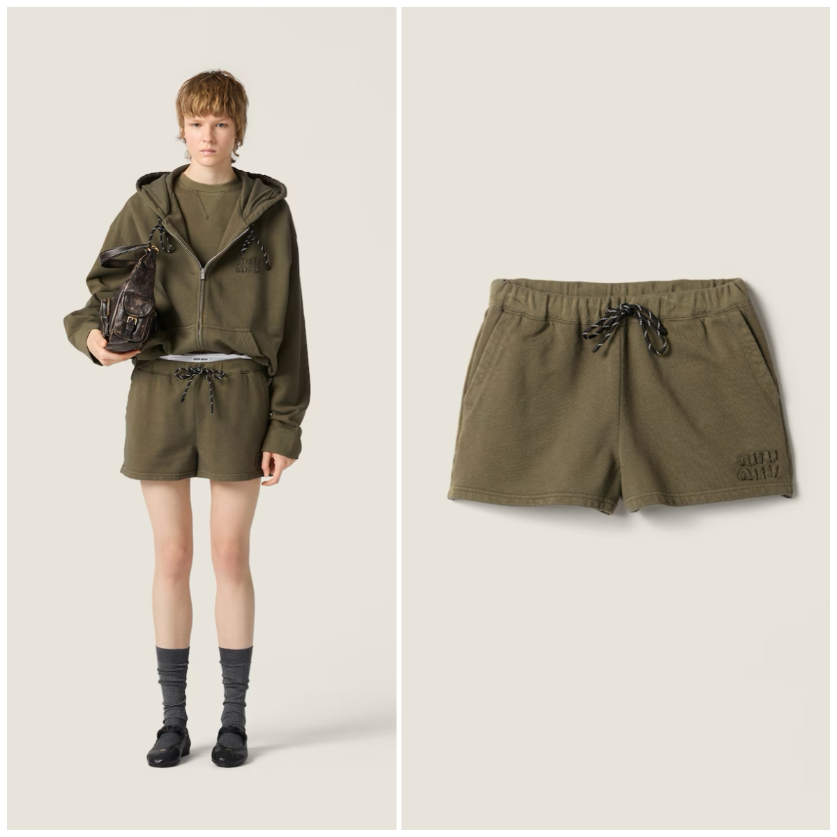 Miu Miu 橄欖綠休閒短褲