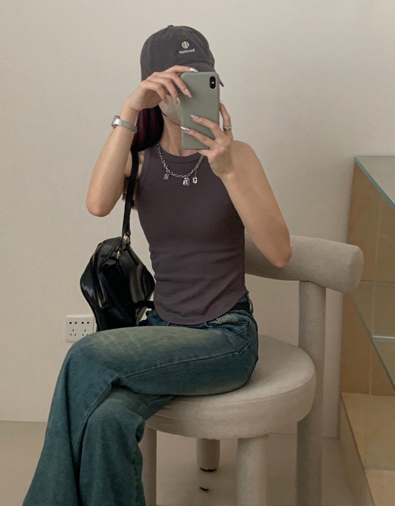 Plain Casual Tank Top 韩版休闲螺纹弹力背心（6 colours)