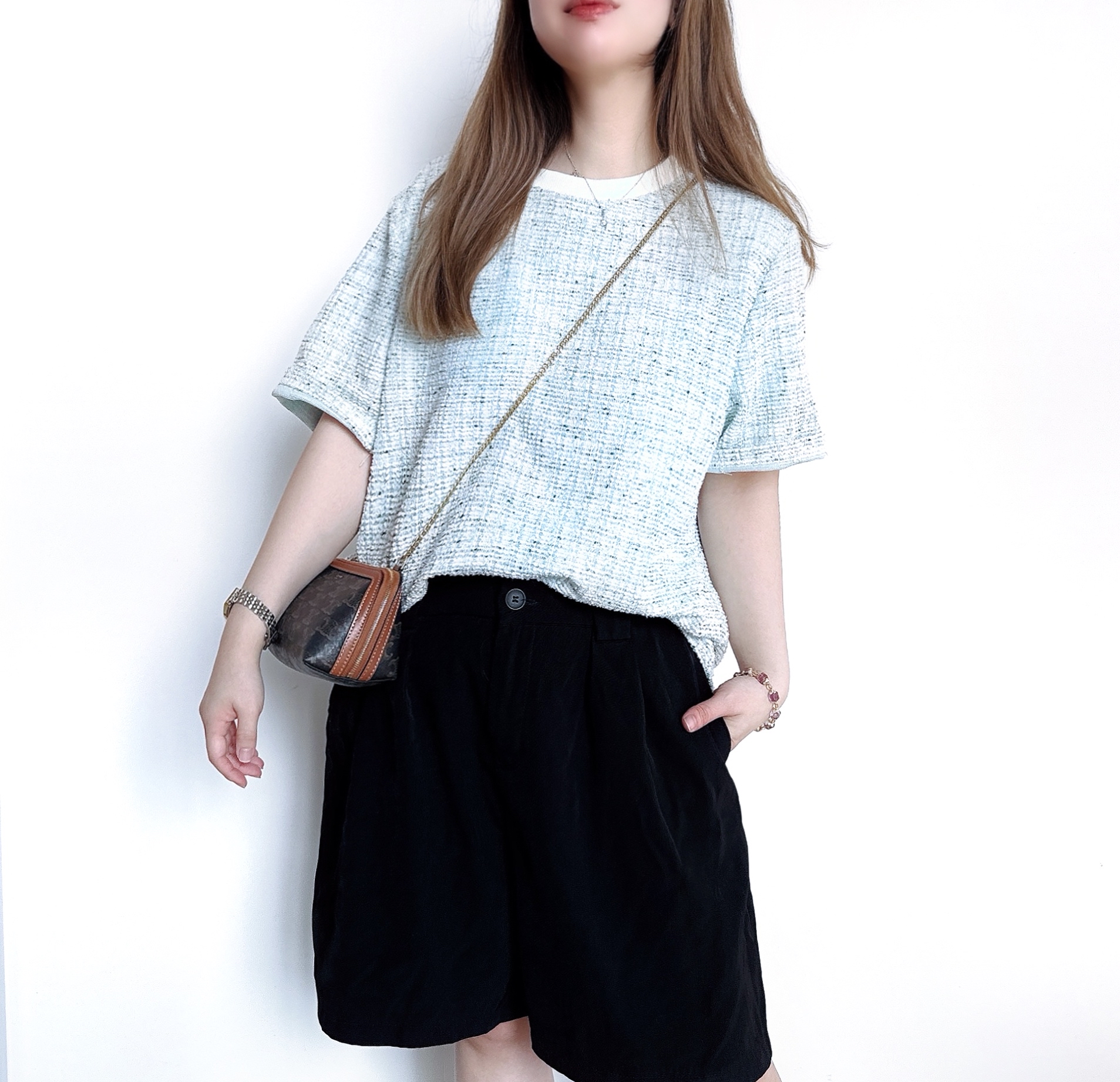 小香風tweet 料Top - 水藍