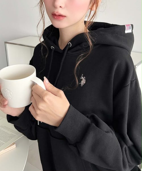 日本直送【U.S.POLO ASSN.】 單點刺繡短款連帽衫