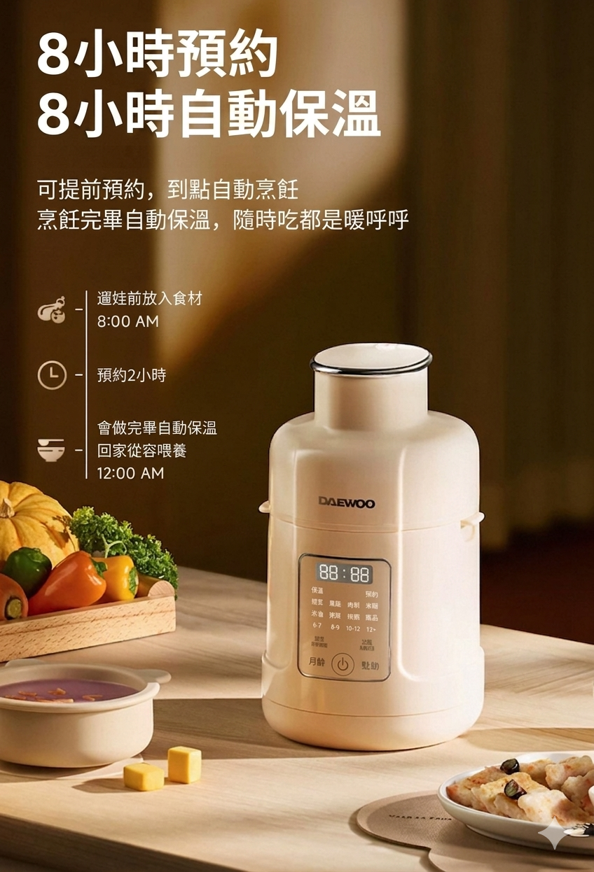 DAEWOO 大字全自動多功能輔食機 DY-FS8 香港三腳插頭 (預購產品)