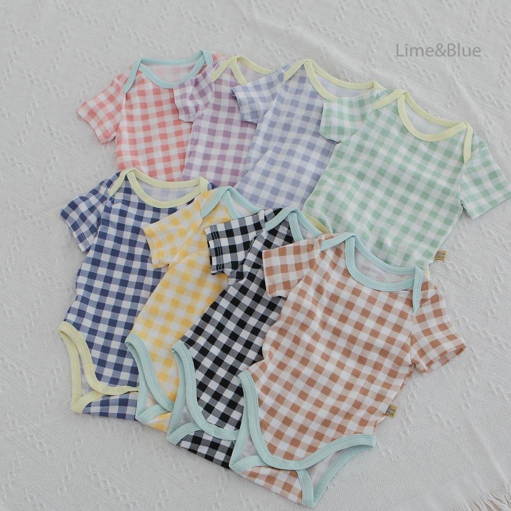 Summer Cracker Check Short-Sleeve Baby Suit