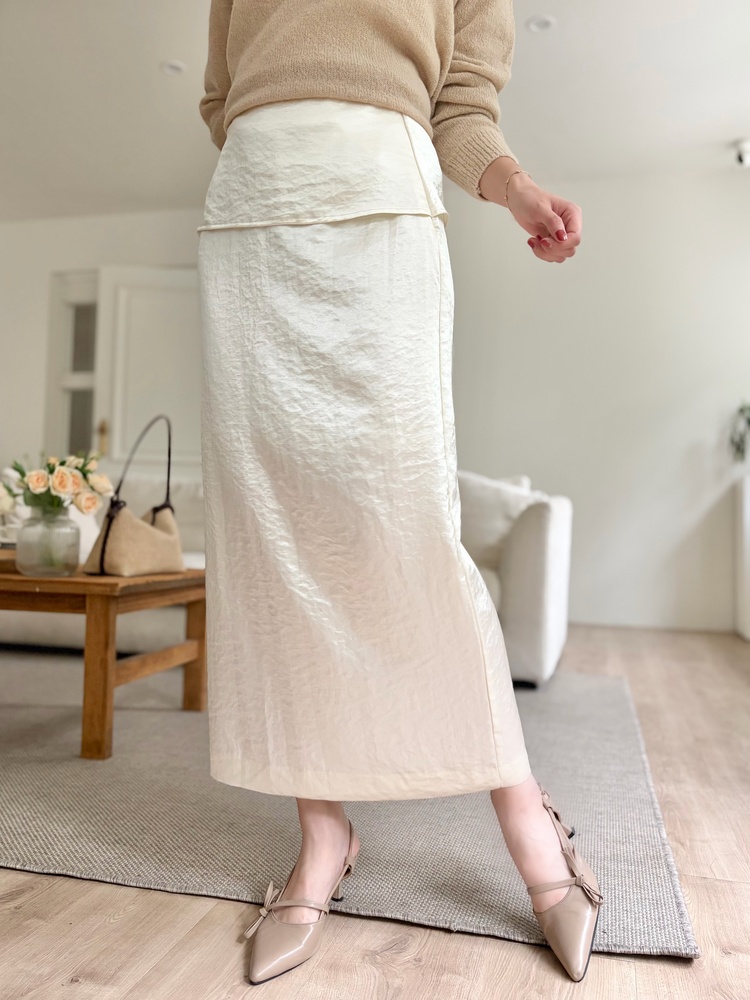 Layering Satin Skirt (Cream)