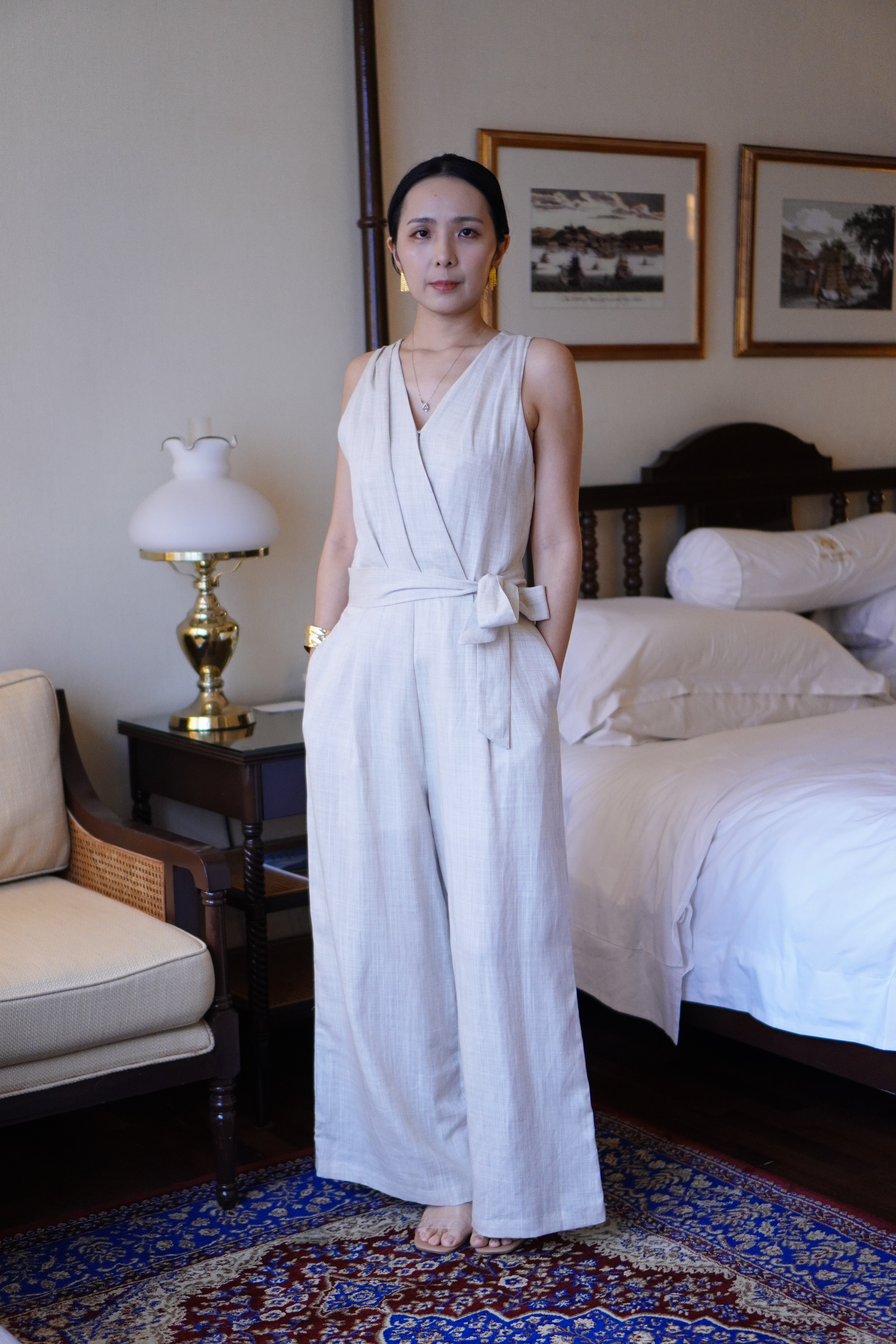 亚麻阔腿连体裤 Linen Jumpsuits
