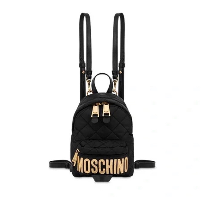 Moschino經典帆布菱格紋雙肩包