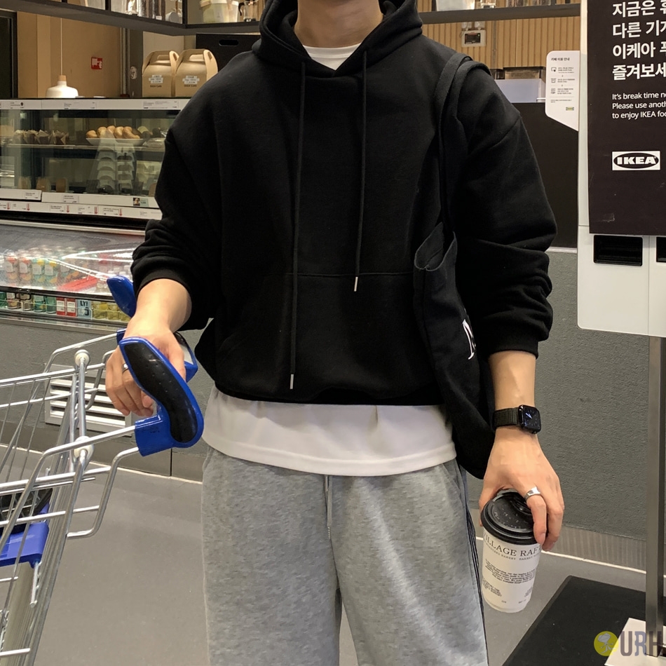 【100%保證韓國直送】韓系修身比例半短版寬鬆連帽衛衣 Semi-Crop Hoodie [6 color] RL114764