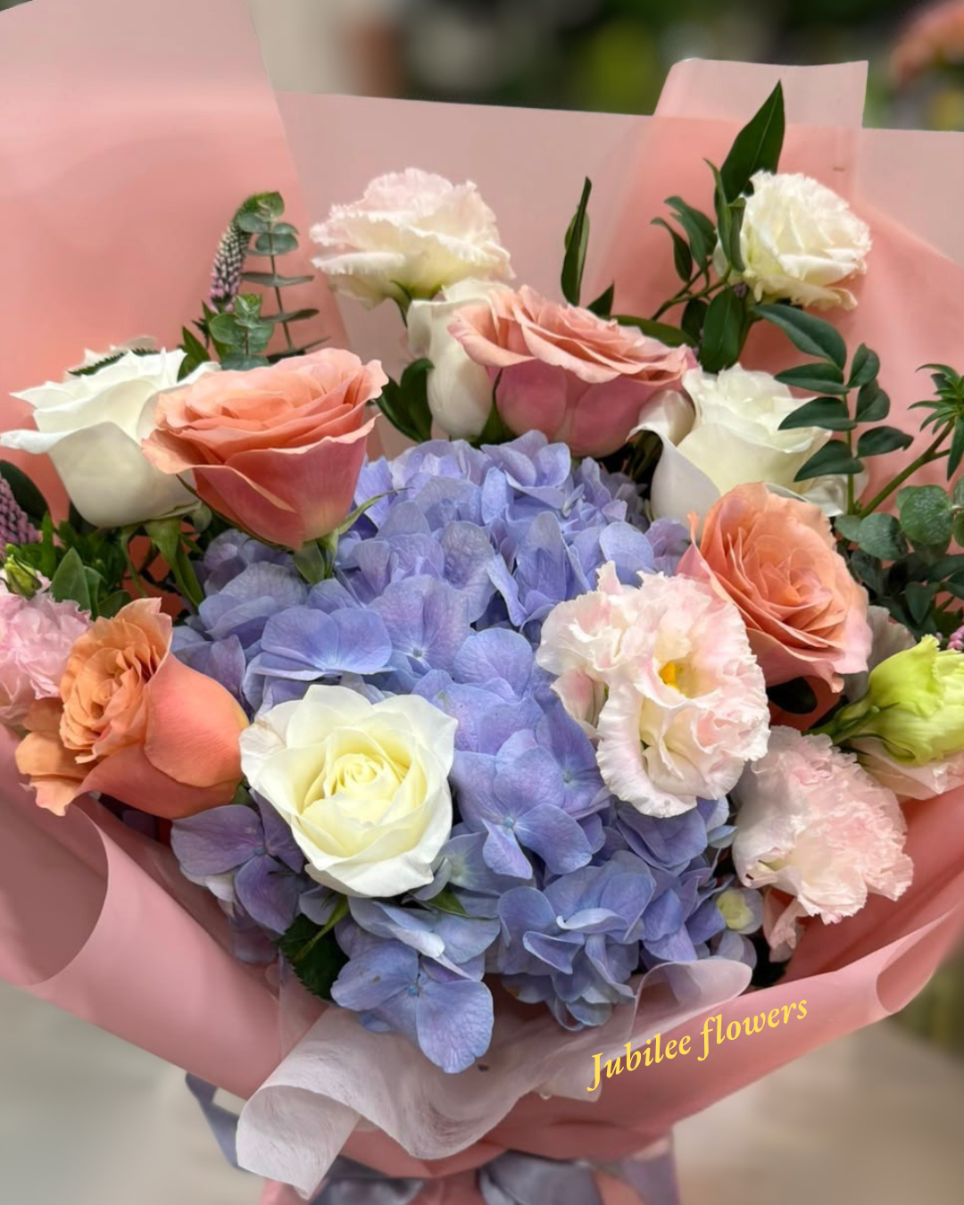 紫繡球 · 玫瑰混搭花束