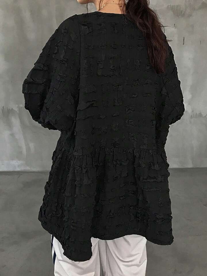 復古紋理寬鬆娃娃衫