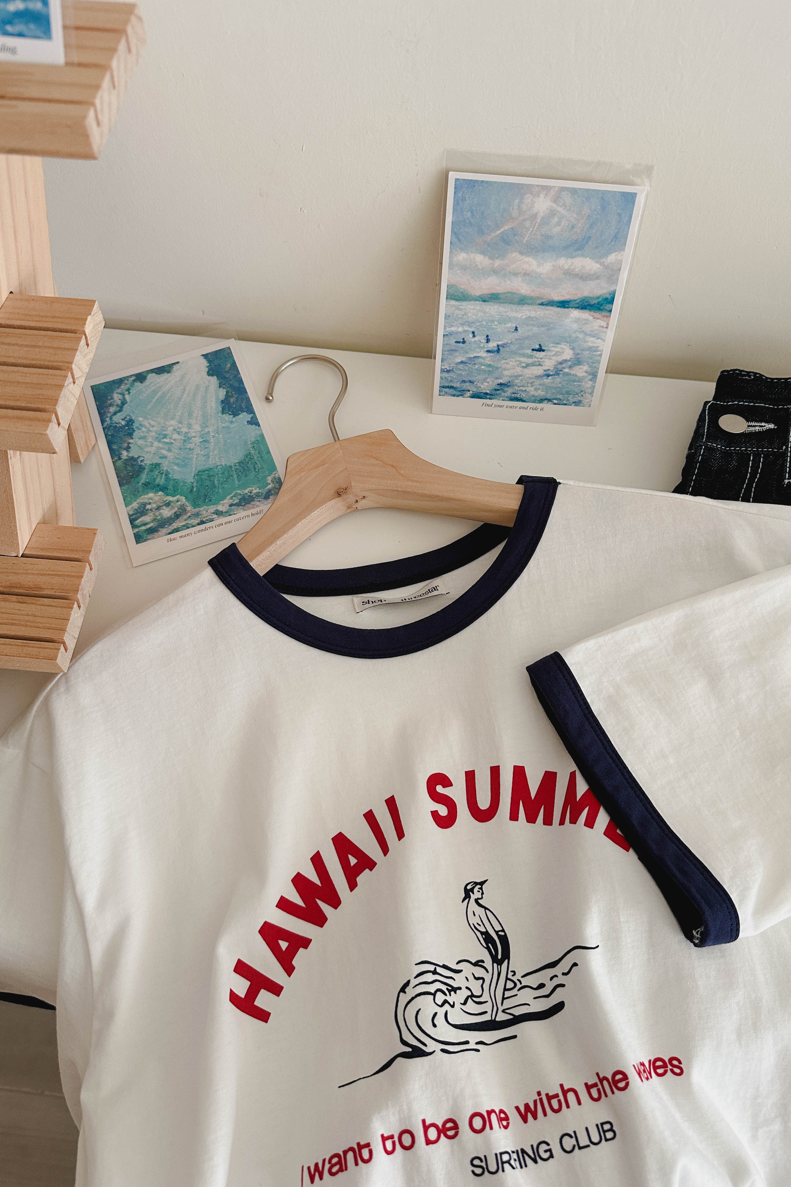 HAWAII 衝浪小子撞色Tee (兩色入)