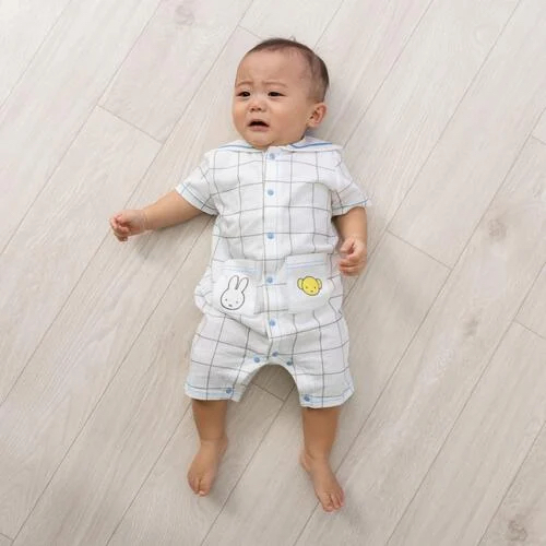 🇯🇵預訂 日本直送🇯🇵Miffy貼花口袋水手領格紋短袖連身服