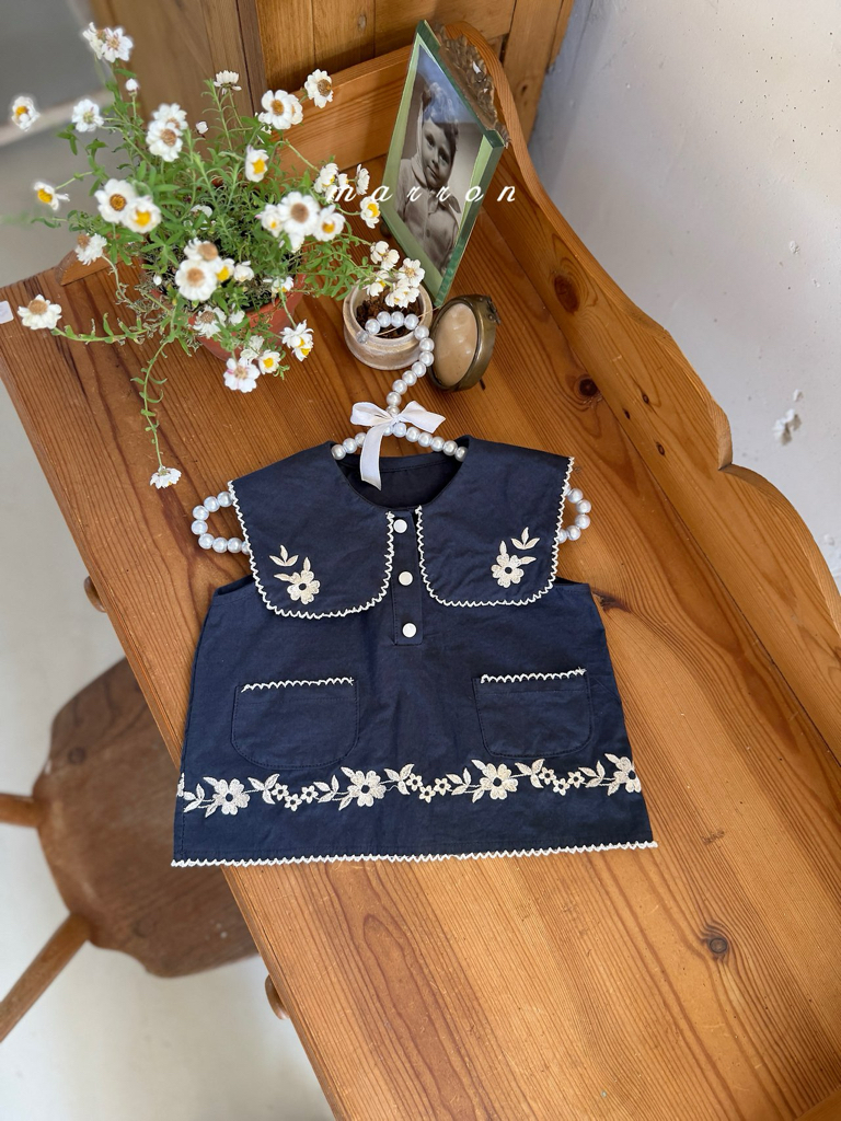 ☀️預訂 韓國直送☀️🇰🇷Marron兩色花卉刺繡口袋翻領背心