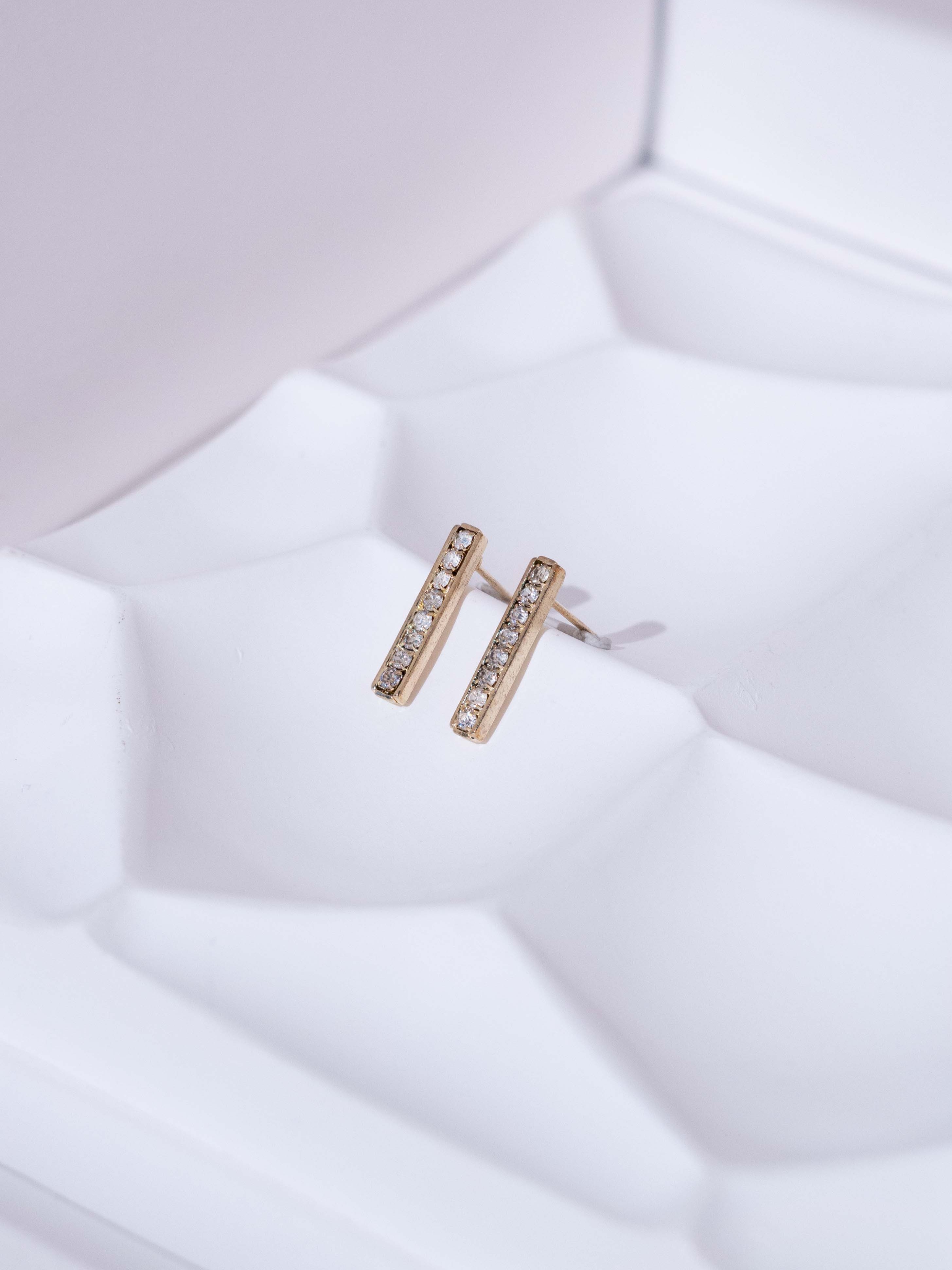 Pave Bar Stud Earrings
