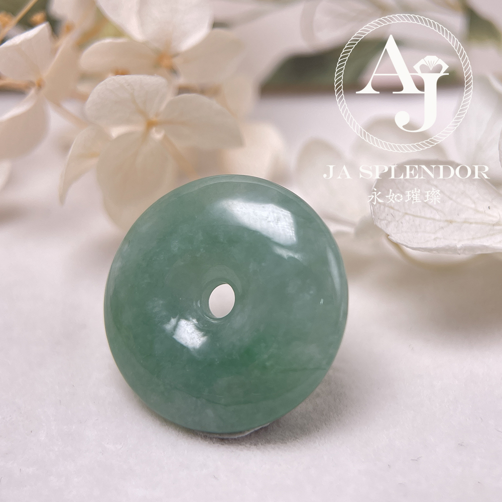 JN-188 天然翡翠A玉 冰潤甜綠平安扣