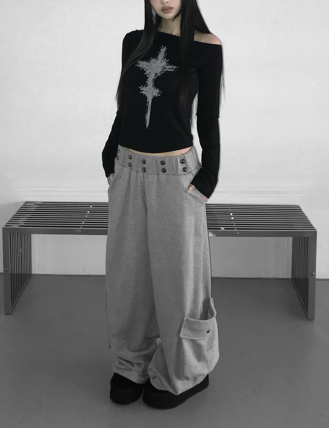 Asymmetric Gothic Cross Long Sleeve