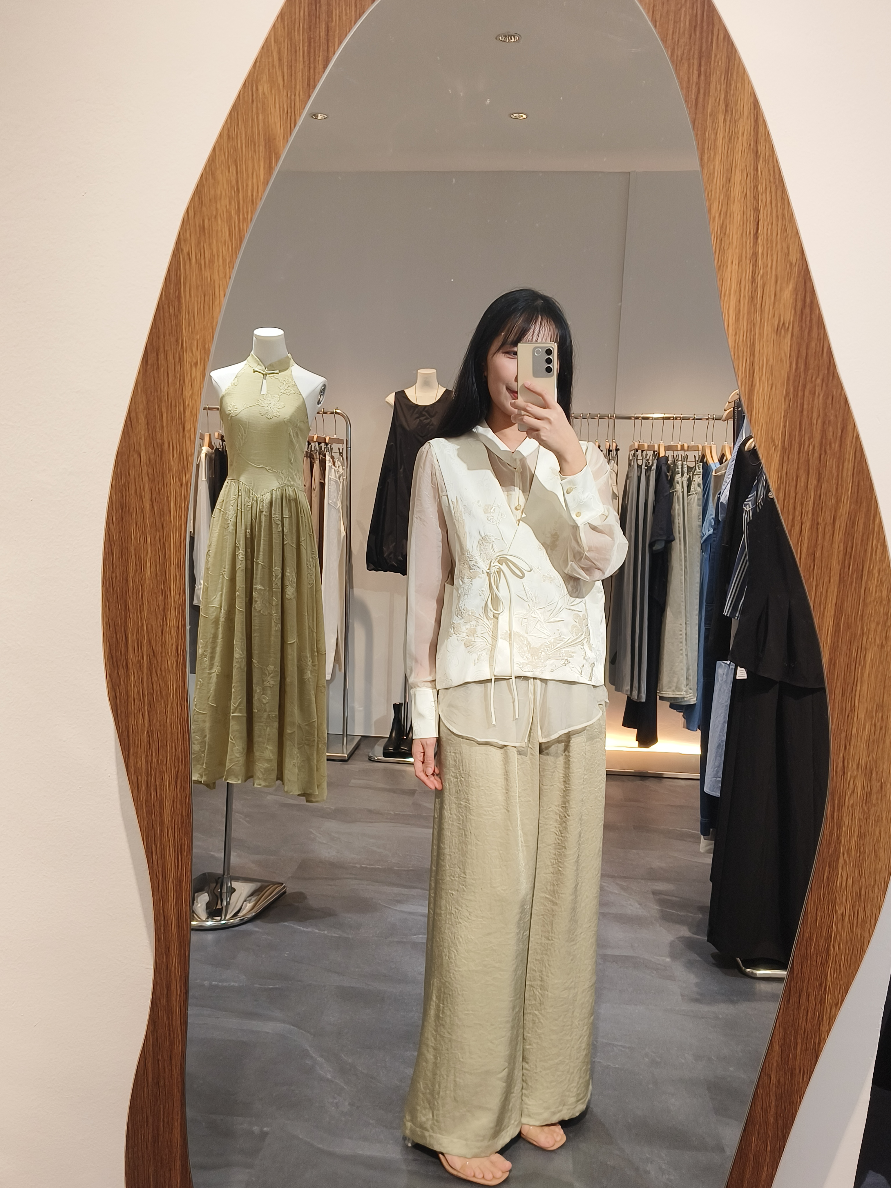 国风假两件长袖上衣