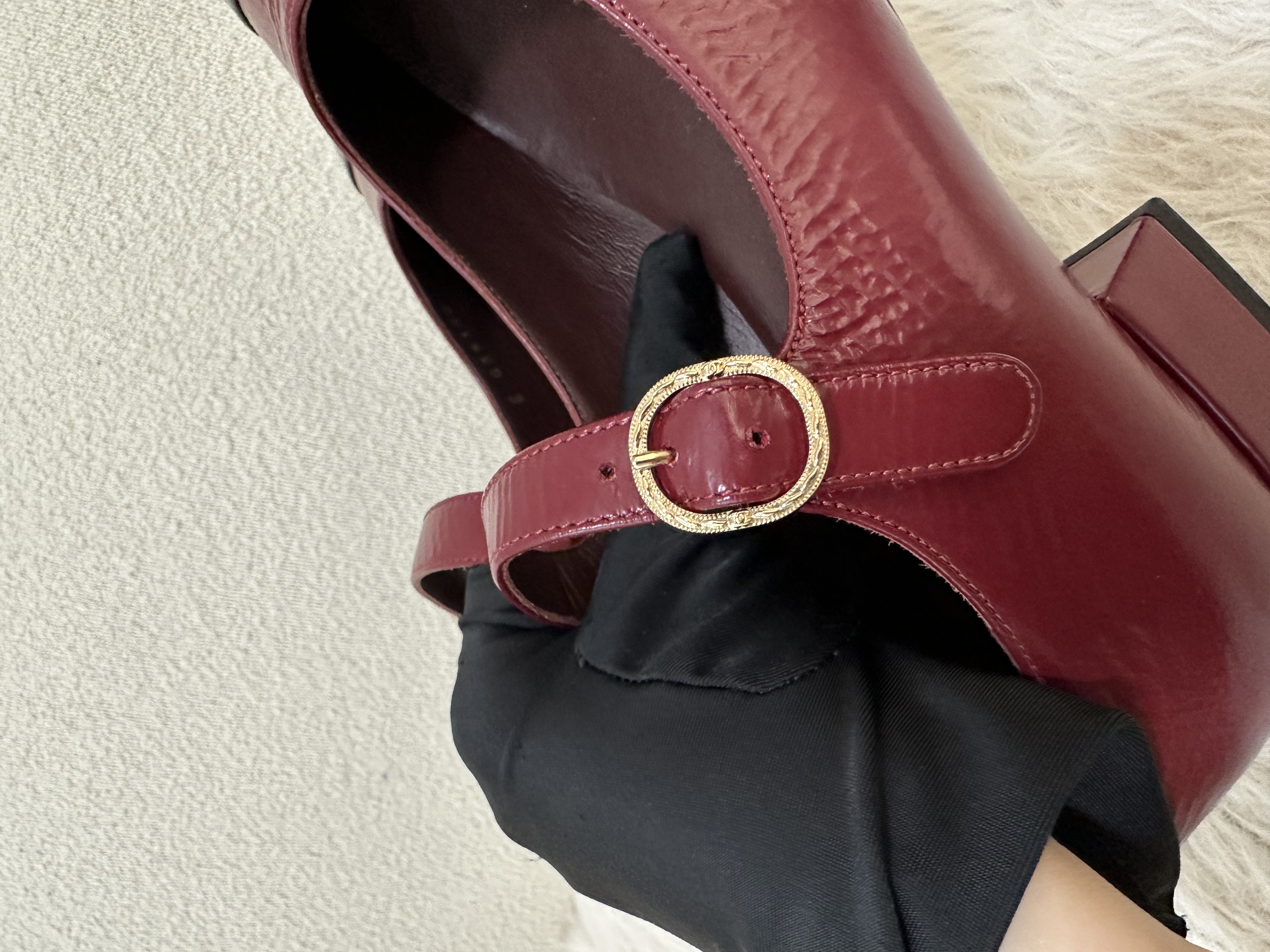 Unused Item Chanel Shiny Goatskin Cap Toe Mary Jane Pumps/ Product Code: 26022136