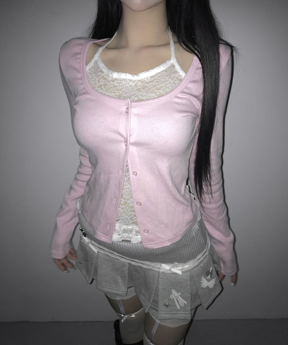Lace Halter Layered Cardigan Top