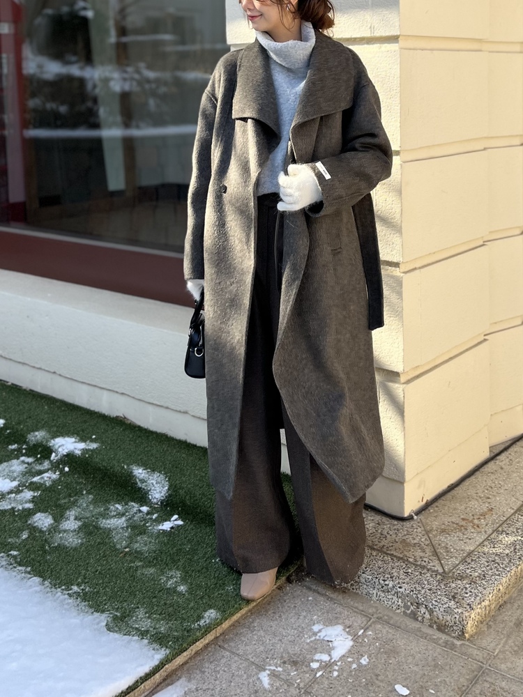 [70% Wool] Parisian Belted Wool Coat (Dark Grey)