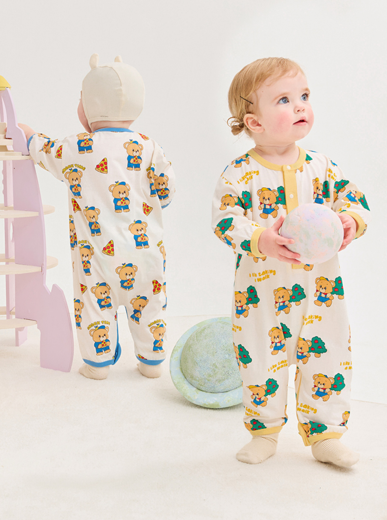 🌸預訂 韓國直送🌸🇰🇷Milk Baby兩色小熊滿印長袖連身服