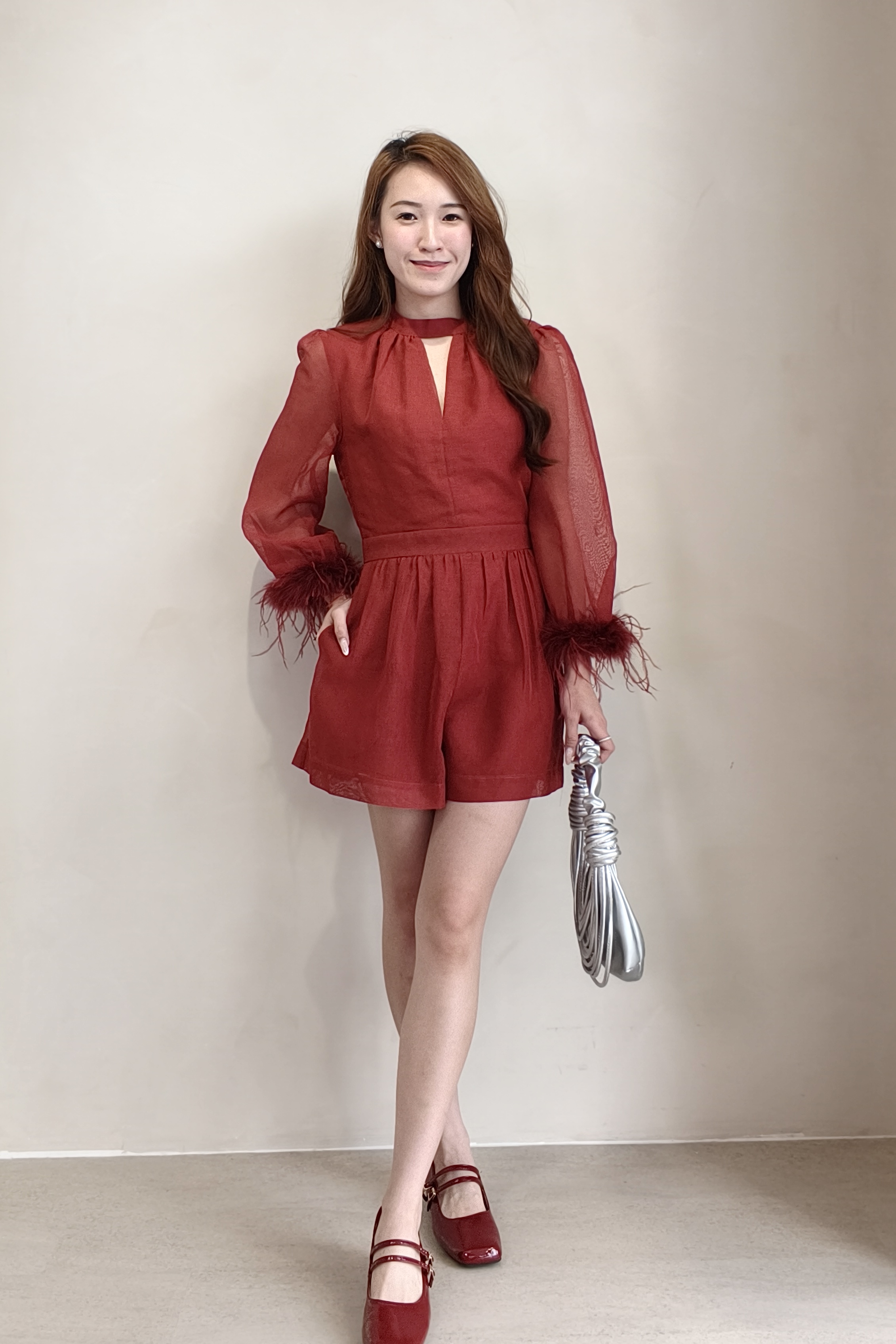 CD2155 Vivienne Feather Trim Dress