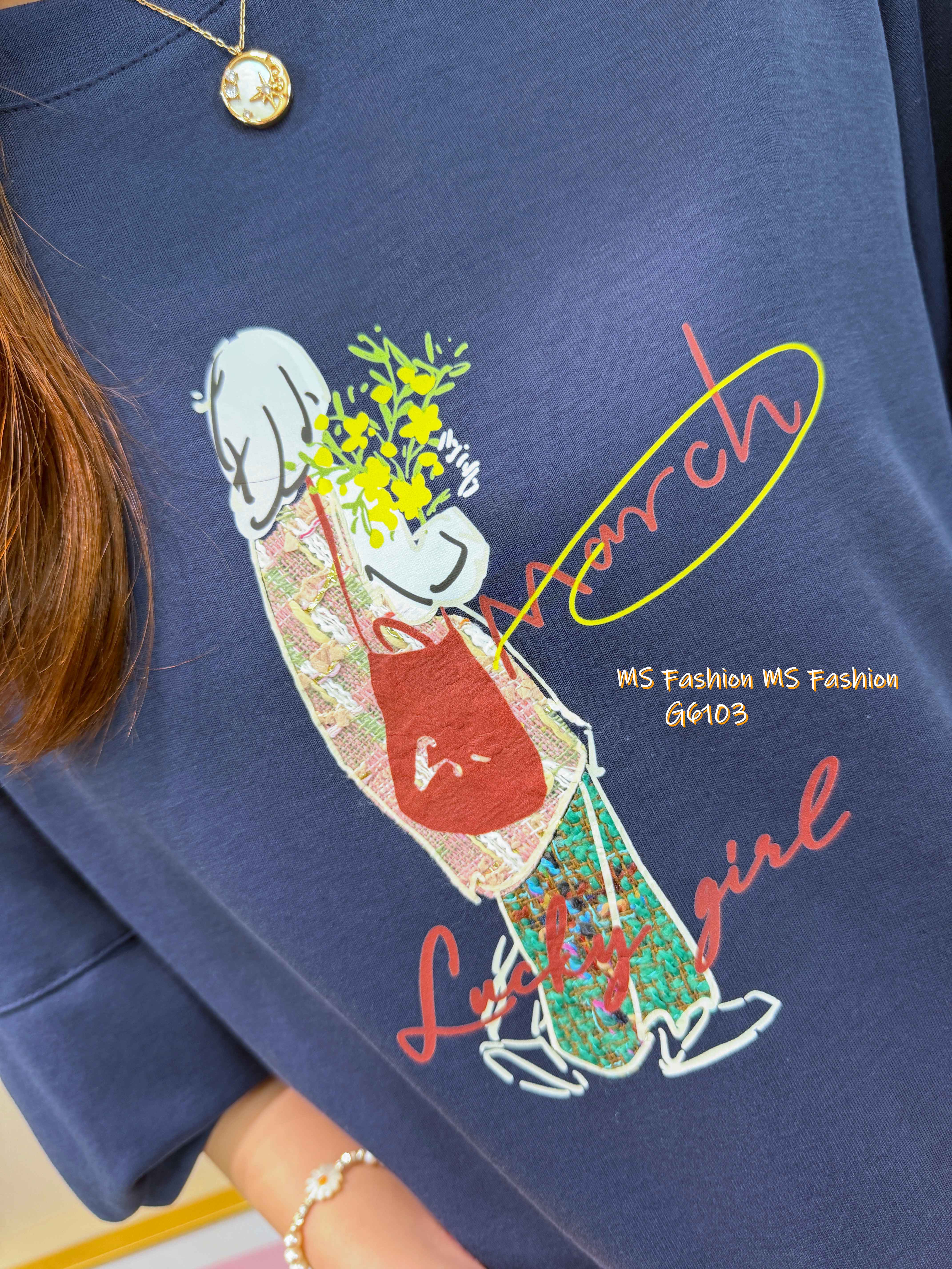 G6103 韓國🇰🇷靚print肩通花top