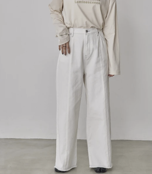 牛仔布/斜紋布雙色拼接褲 - 2026 流行穿搭  女士牛仔褲 春秋冬時尚穿搭 成人休閒 日常穿搭 易於配搭 日本直送   #JP-I-260004