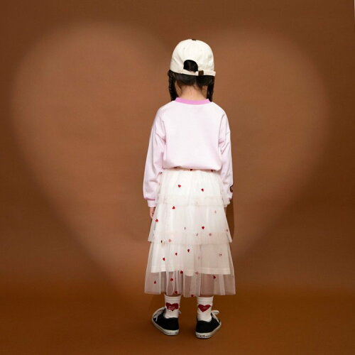 🆕【⭐訂購⭐】 🇯🇵日本直送 🌀愛心刺繡 薄紗層疊 及膝 #半截裙［2款選］🌀 [ELAA-0233][260226]