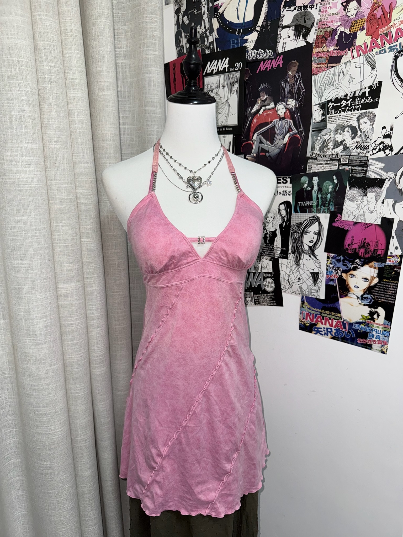 Y2K Pink Beaded chain Dress