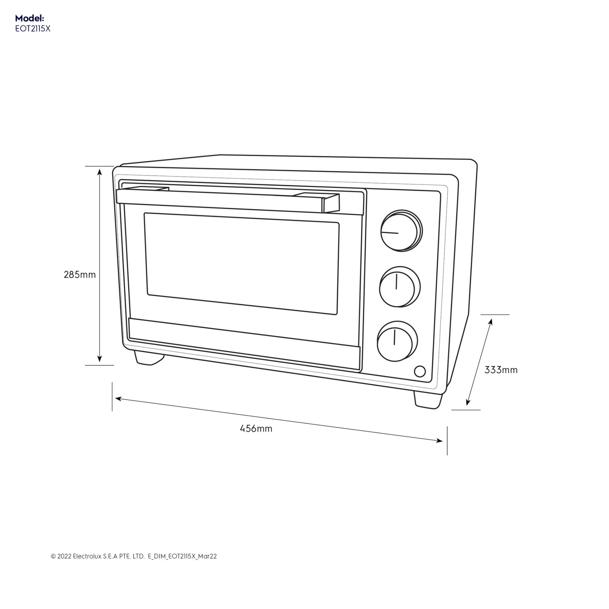 Electrolux 21L Oven Toaster with Convection Function (EOT2115X)