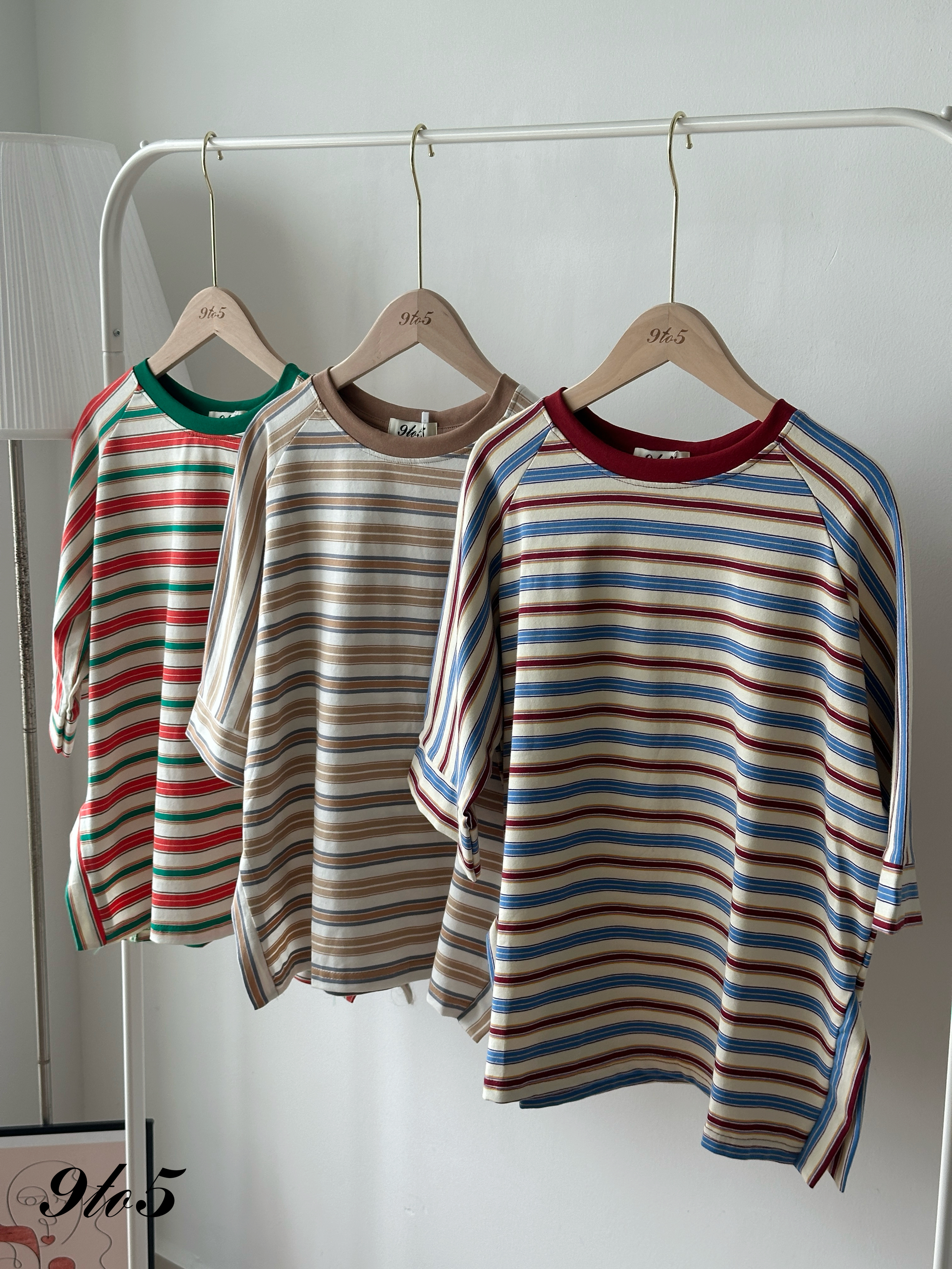 T4418 Contrast Stripe Oversized Tee - 3 Colors 