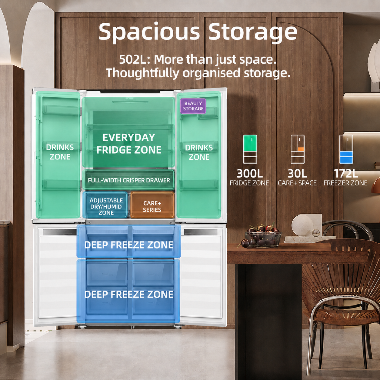 CHiQ 688L KIT FIT Inverter Cross Door Refrigerator (CCD688KF-YWH)