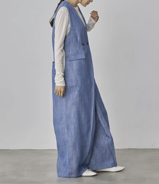 仿丹寧人字紋連身褲 - 2026 流行穿搭  女士連身褲 春夏秋時尚穿搭 優雅日常 柔軟舒適 獨特設計 易於配搭 日本直送   #JP-I-260031