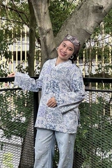 LINEN TOP - Patchwork in Blue White