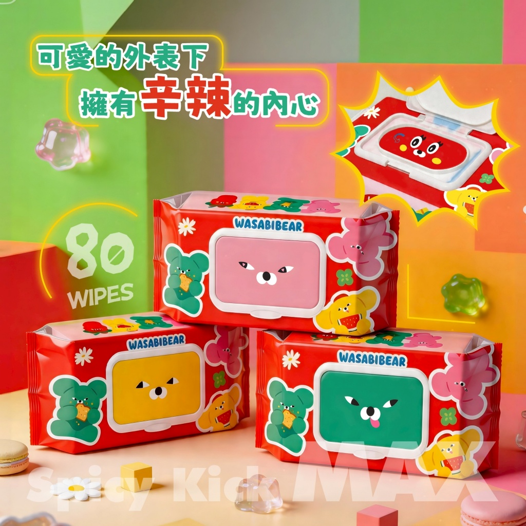 【台灣】WASABI BEAR 純水濕紙巾 80抽