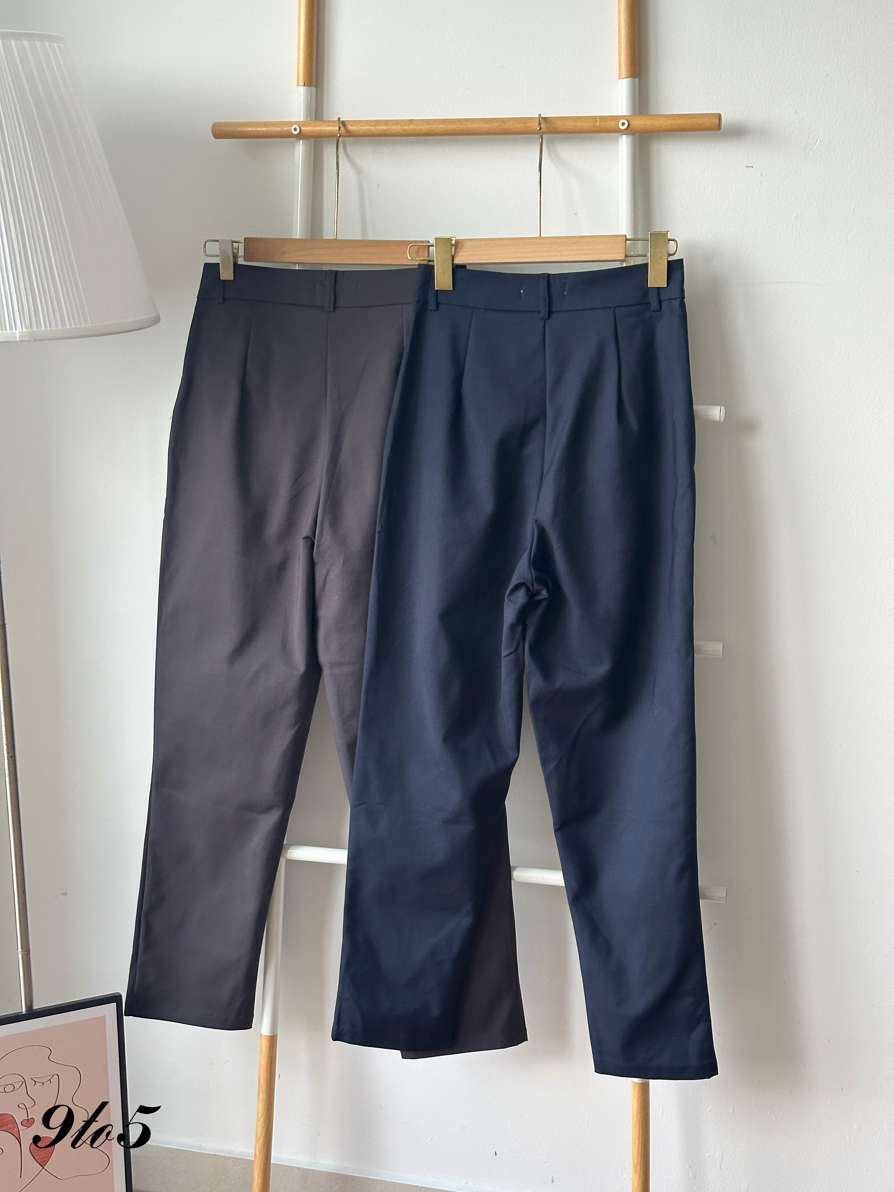S1930 Long Straight Pants - Blue & Grey