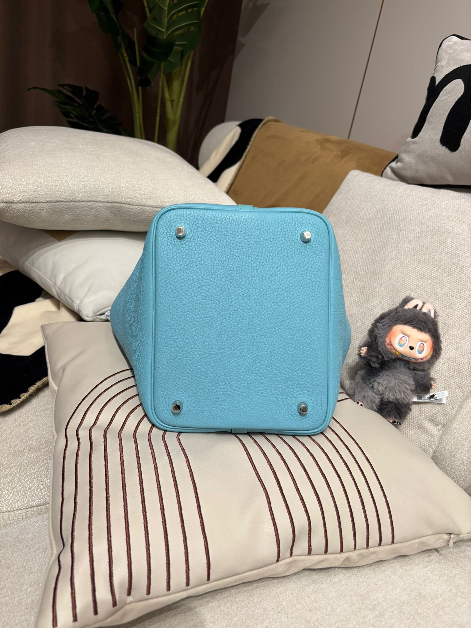 Hermes Picotin 22 Blue Atoll Stamp T 100%Authentic, 98%New ✅Key lock✅Dust bag✅Box