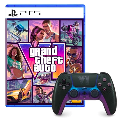PS5 DualSense 無線控制器 (Grand Theft Auto VI  限量版) + PS5 Grand Theft Auto VI 遊戲