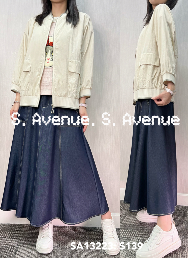 SA13223: 中袖撞色邊拉錬外套